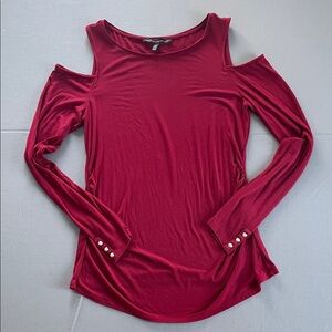 Burgundy Cold Shoulder Top WHBM